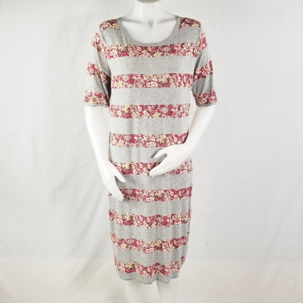 New LuLaRoe Julia Floral Striped Dress Size XL